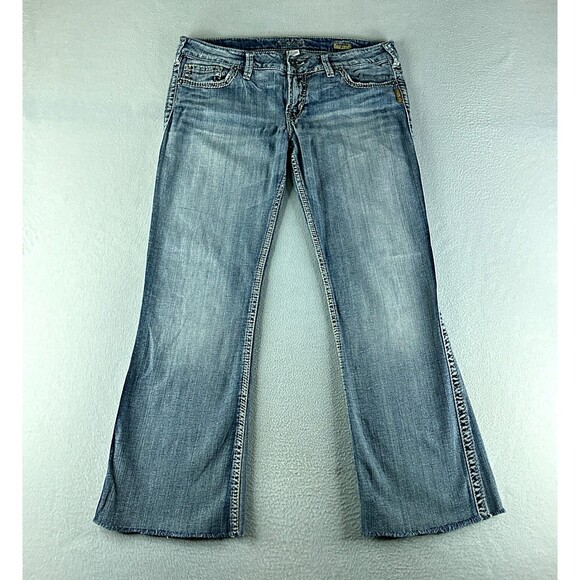 Silver Frances Women Jeans Blue Tag Size 32 (33x29) Low Rise Flared Crop Stretch - Picture 1 of 16